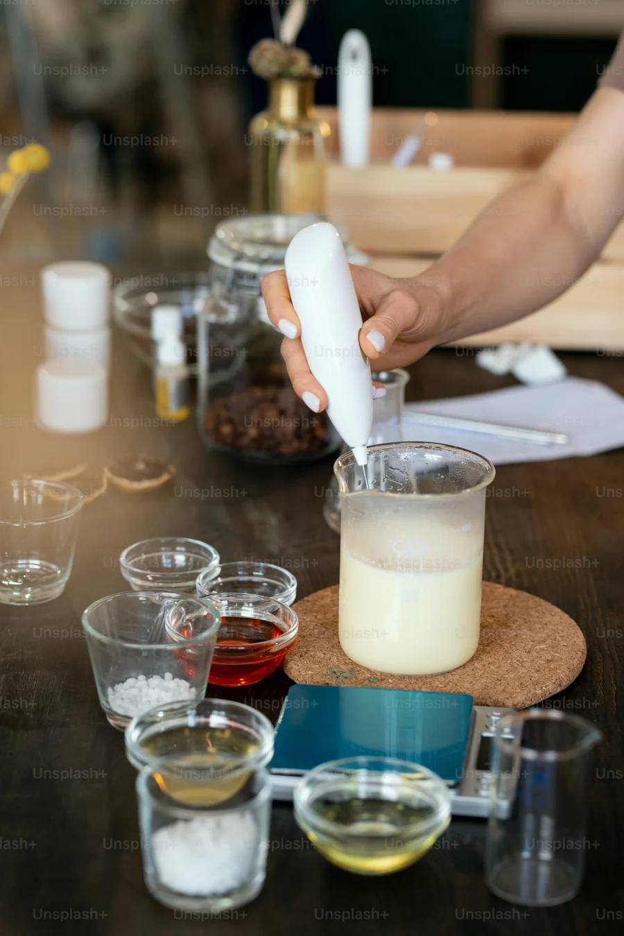 Image of the soap making process ingredients